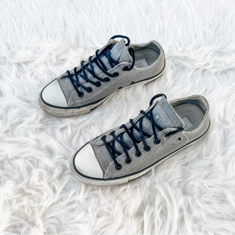 Converse X John Varvatos Collab Low Top Gray Canvas Leather Laces M6 W8 - Picture 2 of 9